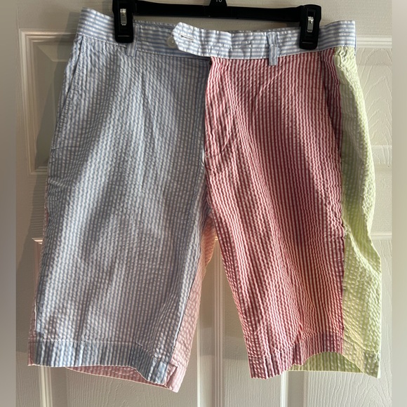 Short Brooks Brothers Homme Taille 33 Bleu Seersucker - Style Preppy